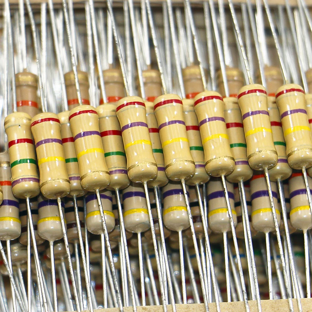 Pçs/caixa 48 tipos de resistor de filme 480 1k-2m 1w, kit de resistor de filme com 10 peças de cada valor