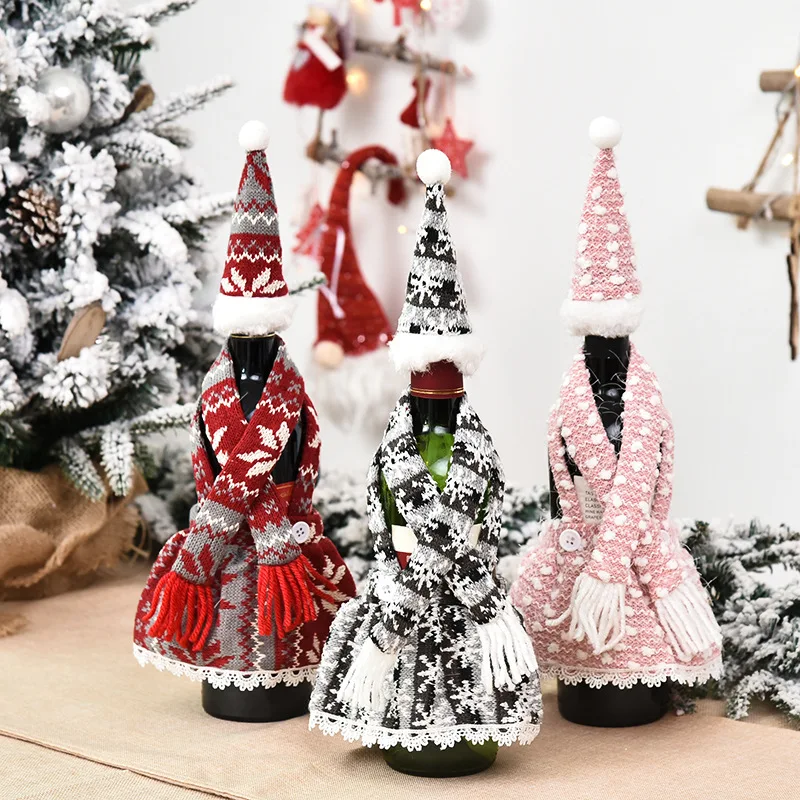 1 Set New Fashion Christmas Decoration Supplies Creative Home Wine Bottle Cover Festiver Party Trend Wine Bottle Bag