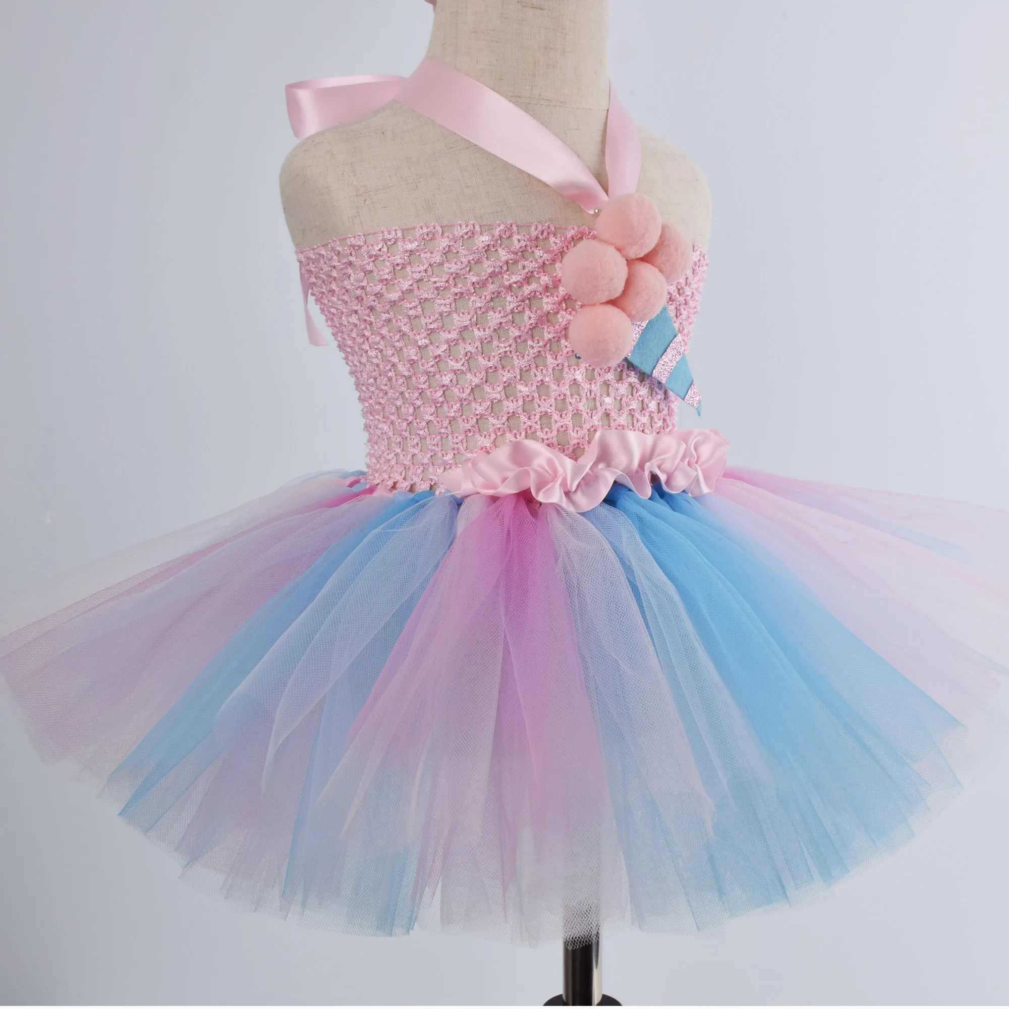 Girls Ice Cream Tutu Dress Baby Girl Sweet Pink Birthday Party Tulle Dresses Kids Birthday Gift Halloween Costume 1-12Y