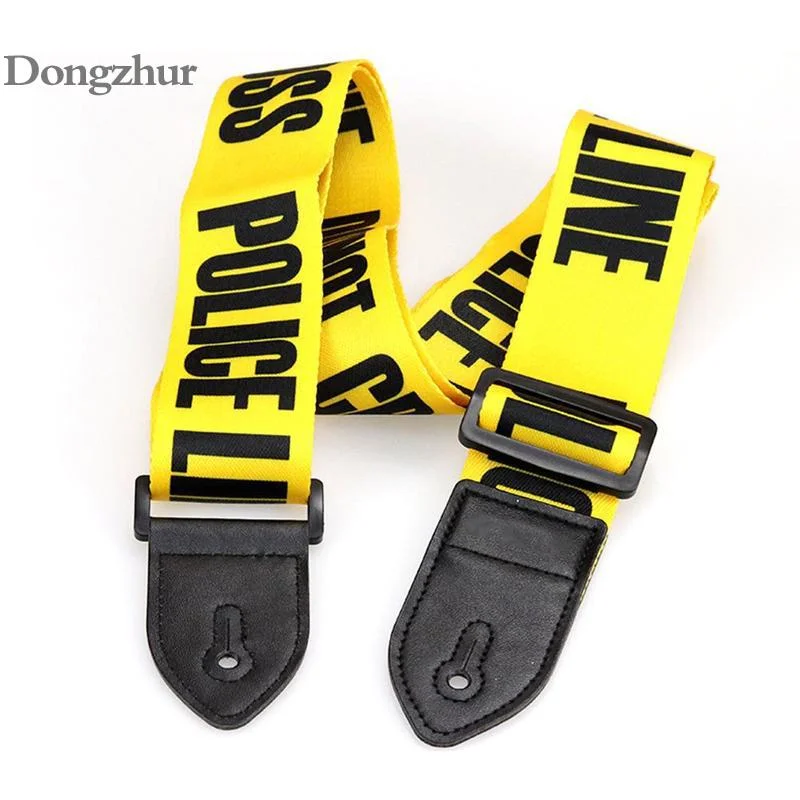 Yellow Adjustable Polyester Guitar Belt Guitar Strap with PU Leather Ends for Electric Bass Guitar Parts Accessories