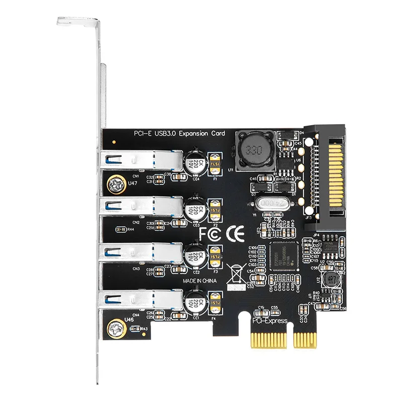 HAGOOGI – carte d'extension PCI-E vers USB 3.0, 4 ports, chipset NEC720201, carte d'extension haute vitesse pour ordinateur de bureau, petit châssis 2U