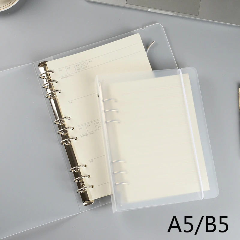 

Translucent File Folder Note Book Loose Leaf Holder A5 B5 Notebook Diary Plan Binder Office School Supplies Ring Binder PP Bag