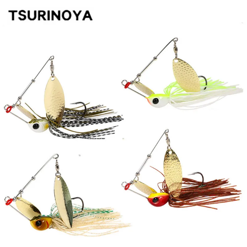 TSURINOYA Spinners Spoon Bait Artificial Spinner Bait Fishing Lure with Rotate Sequins Metal Jig Spinnerbait Head Weight 7g 10g