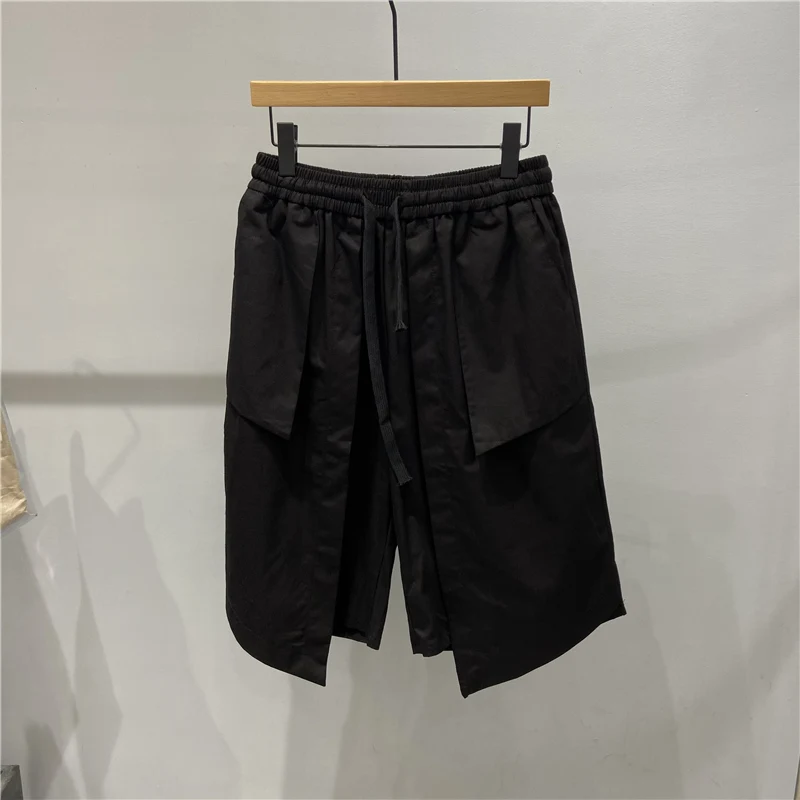 Men's Shorts Summer Men's New Fashion Quality Street Wind Cotton Shorts Irregular Personality False Two Design Elastic Waist  