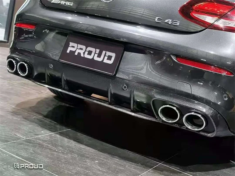 Carbon Fiber Rear Diffuser Bumper Lip Spoiler For Mercedes Benz C Class W205 Coupe 2 DOOR C43 AMG 2015 - 2020