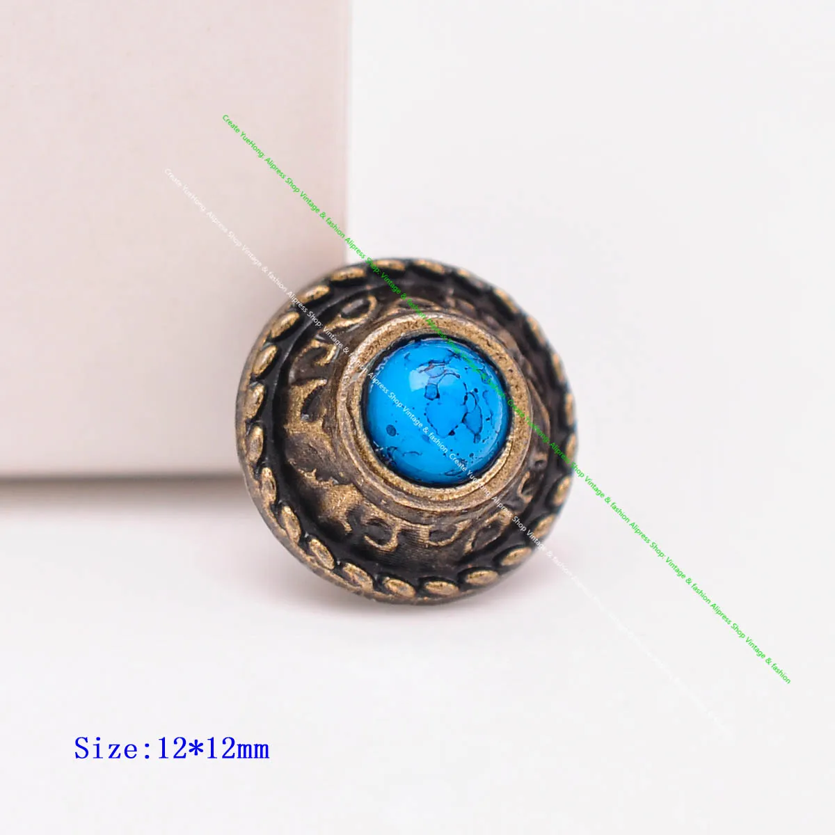 10Pcs 12mm Brass Flower Carved Rope Side DIY Leathercraft Belt Saddle Accessories Spike Rivet Stud Turquoise Concho Screwback