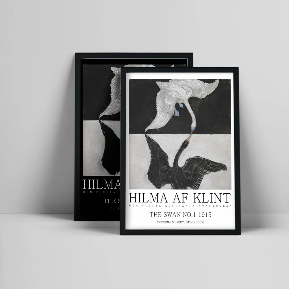 Swedish Hilma af Klint Exhibition Poster Vintage Black White Swan Prints Picture Wall Art Canvas Painting Living Room Home Decor