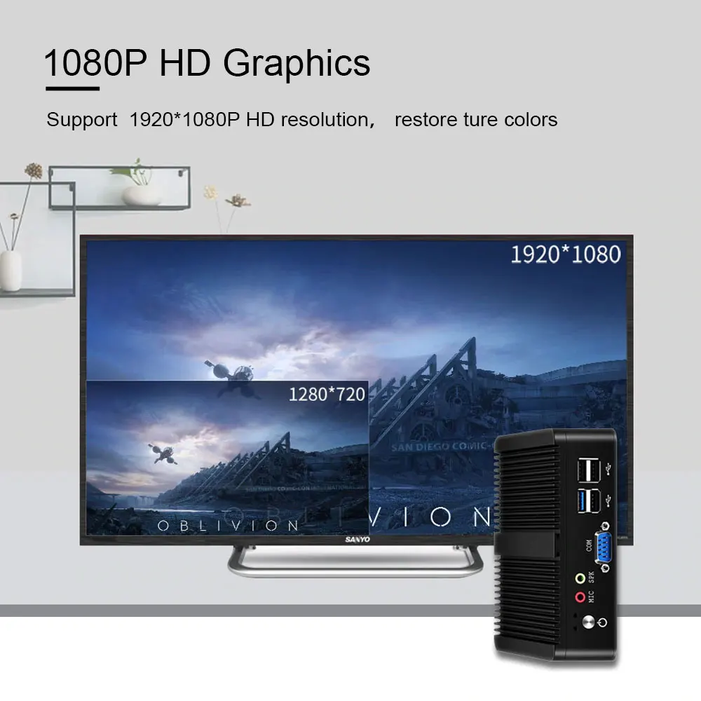 인텔 셀러론 J6412 N2930 J1900 미니 PC, 2개 기가비트 LAN 포트, 1개 USB3.0 포트, 3개 USB2.0 포트, 2개 RS232 포트, 팬리스 산업용 컴퓨터, 윈도우10 지원 썸네일 4