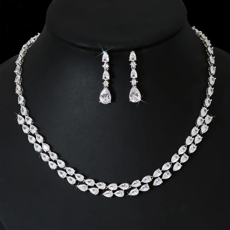 CC Bridal Necklace Earrings Set for Women Wedding Accessories Bridal Torque Engagement Jewellery Trendy Jewelry Set Gifts HL088