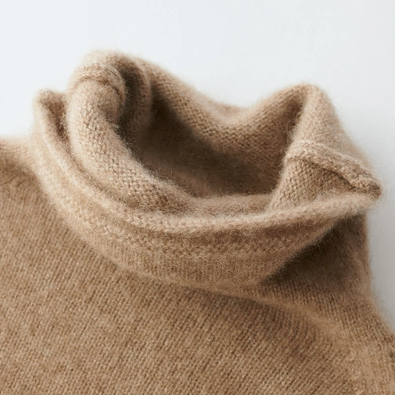 Winter Women Turtleneck Pullover 100% Cashmere Sweaters Knitted Soft Warm Jumper Thickened Loose Solid Color Clothes 6 Colors