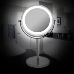 Miroir de maquillage LED 10X 7 pouces avec lumière, miroir de courtoisie grossissant portable, miroir 4.2 double face rotatif résistant à 360