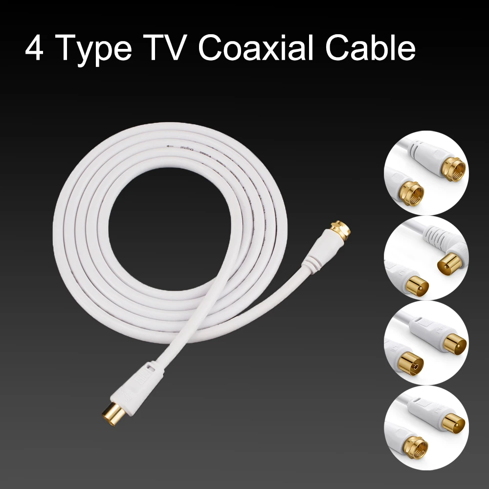 

4 Type Coaxial TV Aerial Cable Satellite Cable RF Extension Lead Digital Male Female F Connector Lead Gold Plated