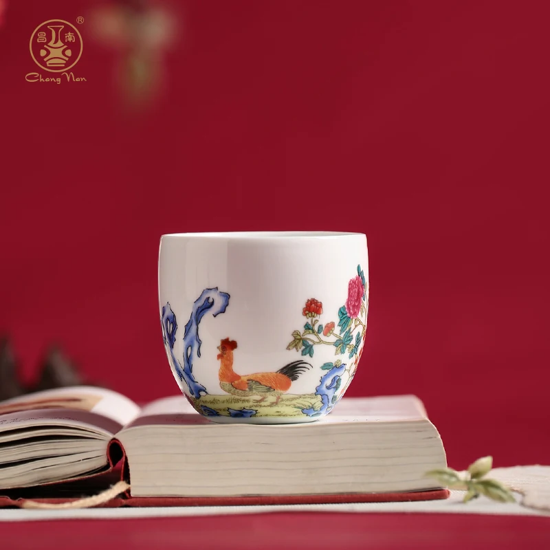 

|Ceramic chicken jar cup imitates Qing Qianlong famille rose ceramic Master Cup single cup Kung Fu tea cup tea cup