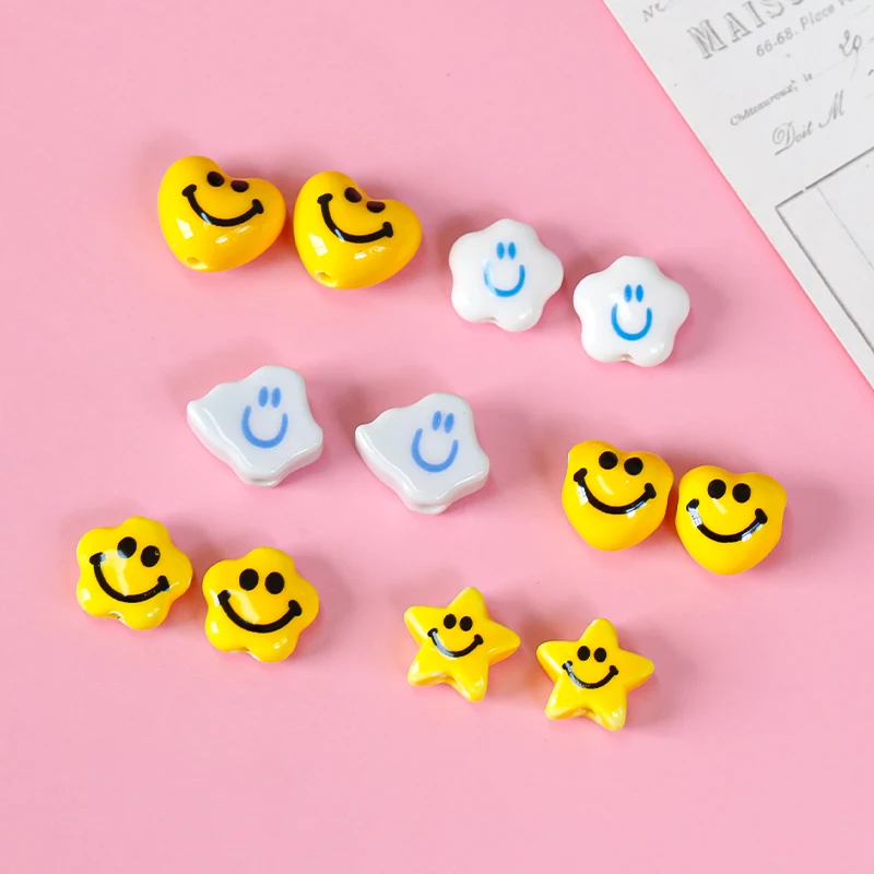 

Облака, звезды, цветы, любовь, смайлик, керамические бусины, DIY материалы для ожерелья ручной работы из бисера, серьги, ювелирные аксессуары