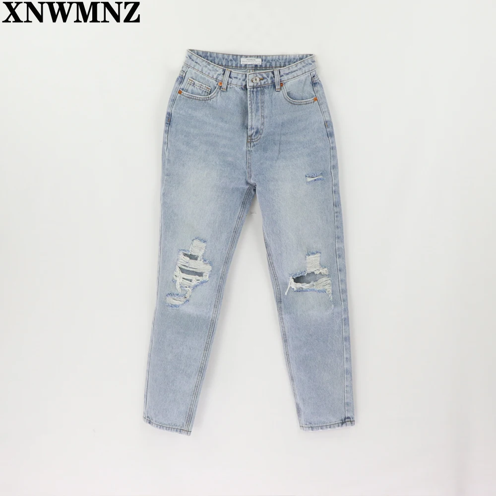 Vintage mom jeans high waisted jeans woman ripped boyfriend jeans for women korean style  distressed jeans blue denim pants