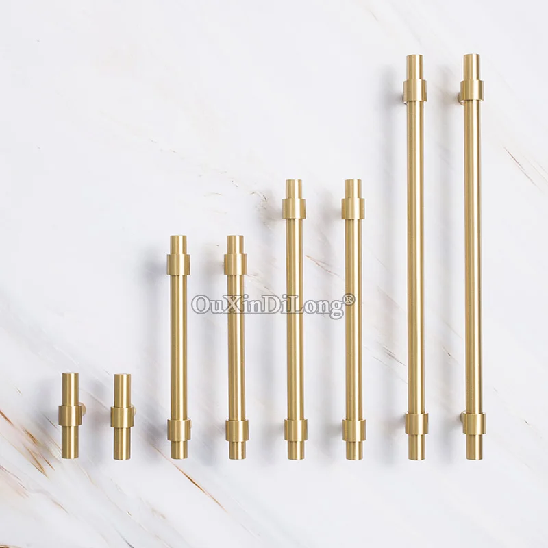 

1PCS Pitch 0-192mm Light Luxury Solid Brass Furniture Handles T-Bar Gold Wardrobe Dresser Cupboard Cabinet Drawer Pulls GF273