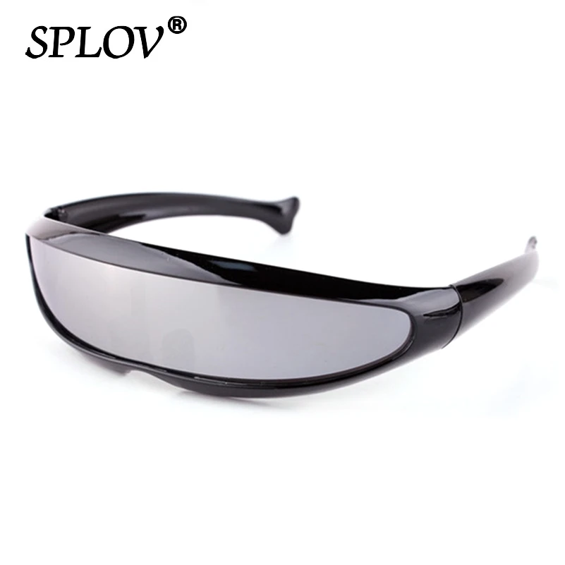 Conjoined Lens Sunglasses Men Women Fishtail Design X Laser Dolphins Mirror Glasses Windproof Goggles Space Robots Eyewear UV400