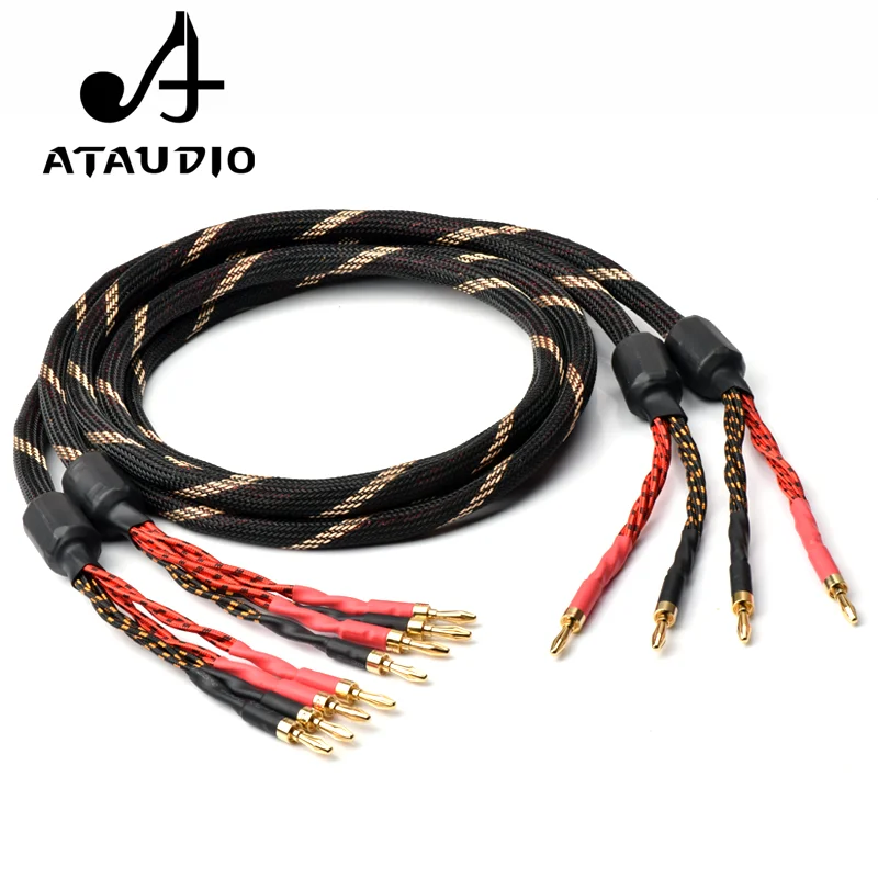 ATAUDIO HIFI Speaker cable High quality pure copper wire with 2 Banana Plugs - 4 Banana Plugs