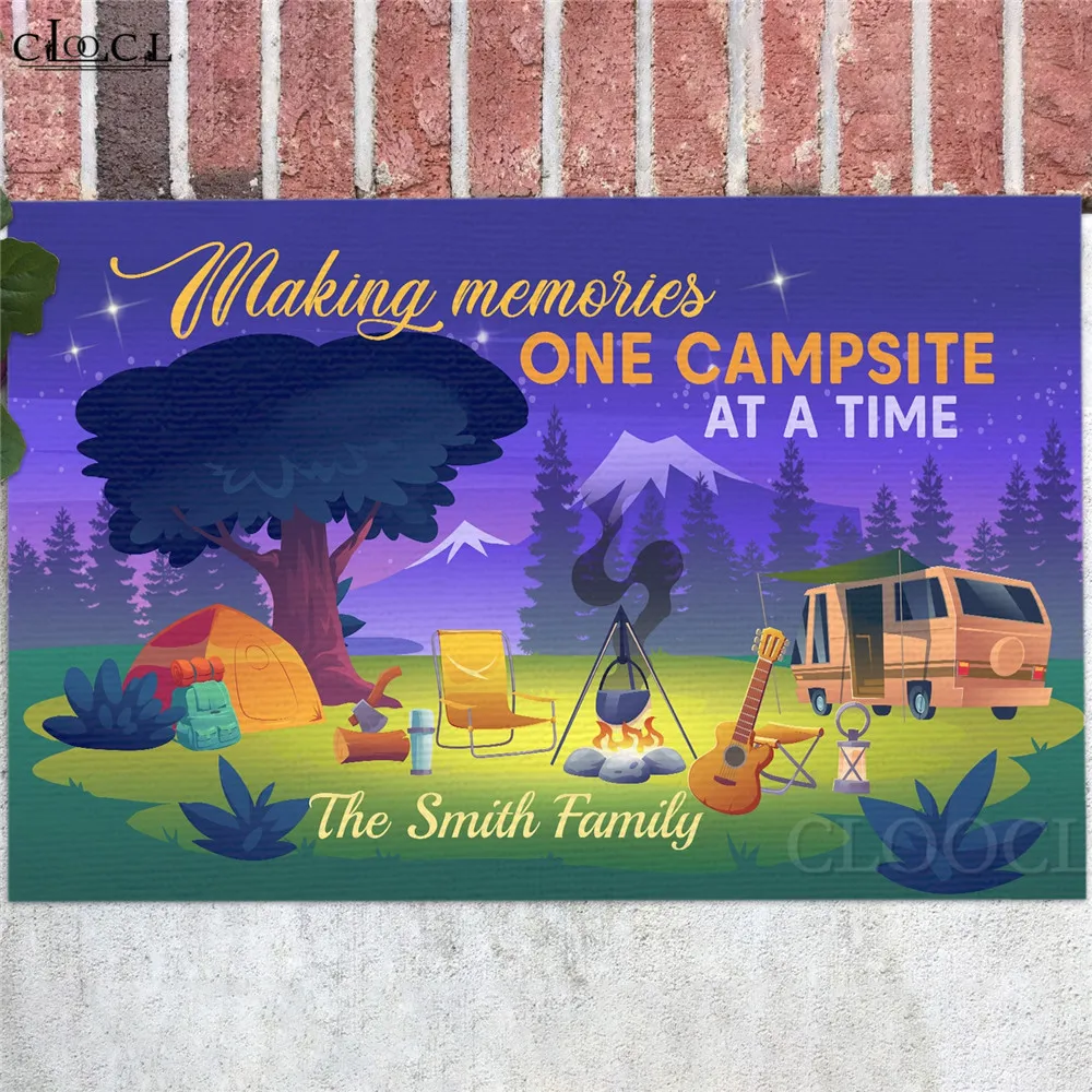 HXCamping Lover Floor Mats 3D Graphic DIY Name Making Memories One Campsite At A Time Doormat Indoor Carpet Kitchen Mat