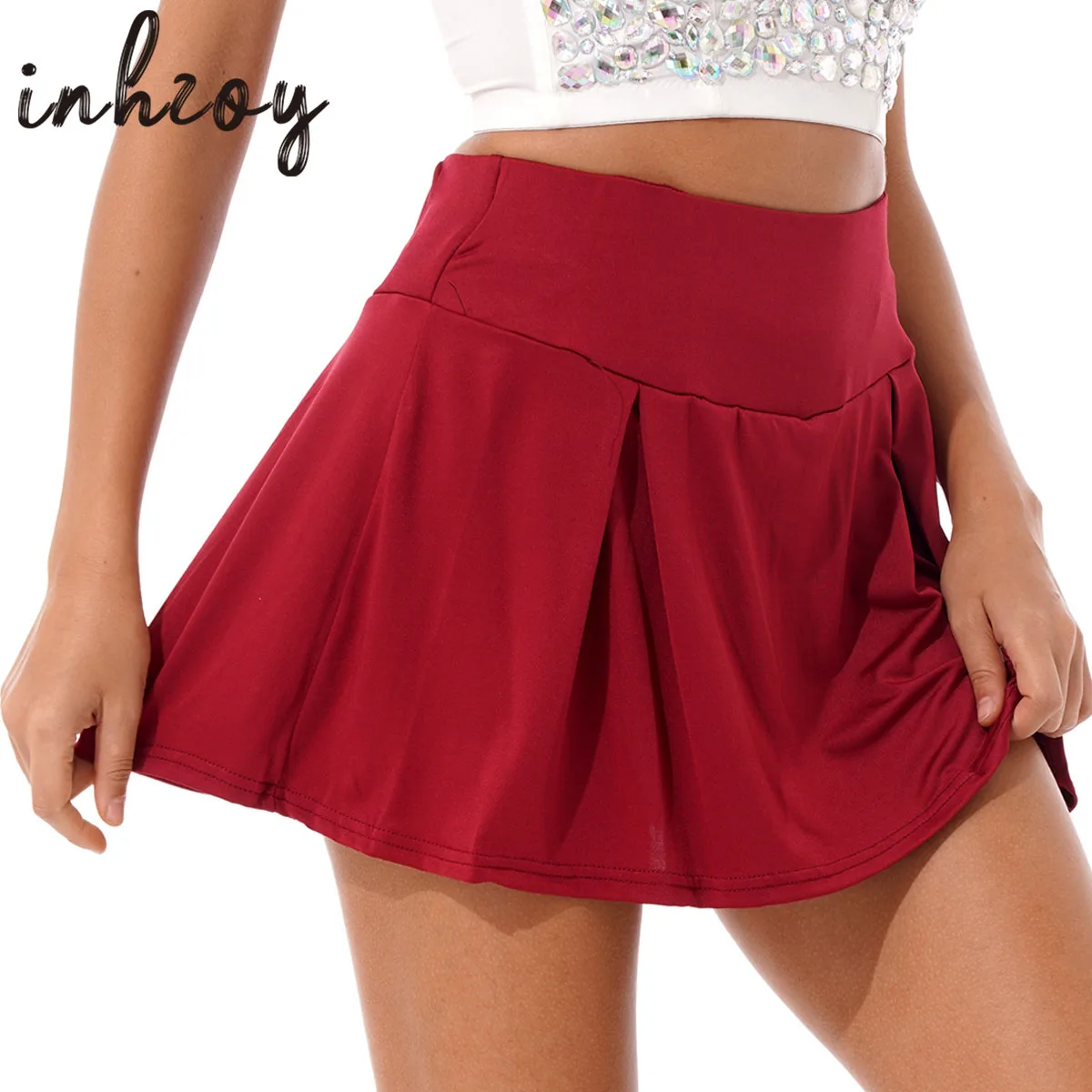 

Women Dance Skirt High Waist Latin Dance Skirt Stage Dance Costume Tango Salsa Rumba Latin Dance Culottes Built-in Shorts