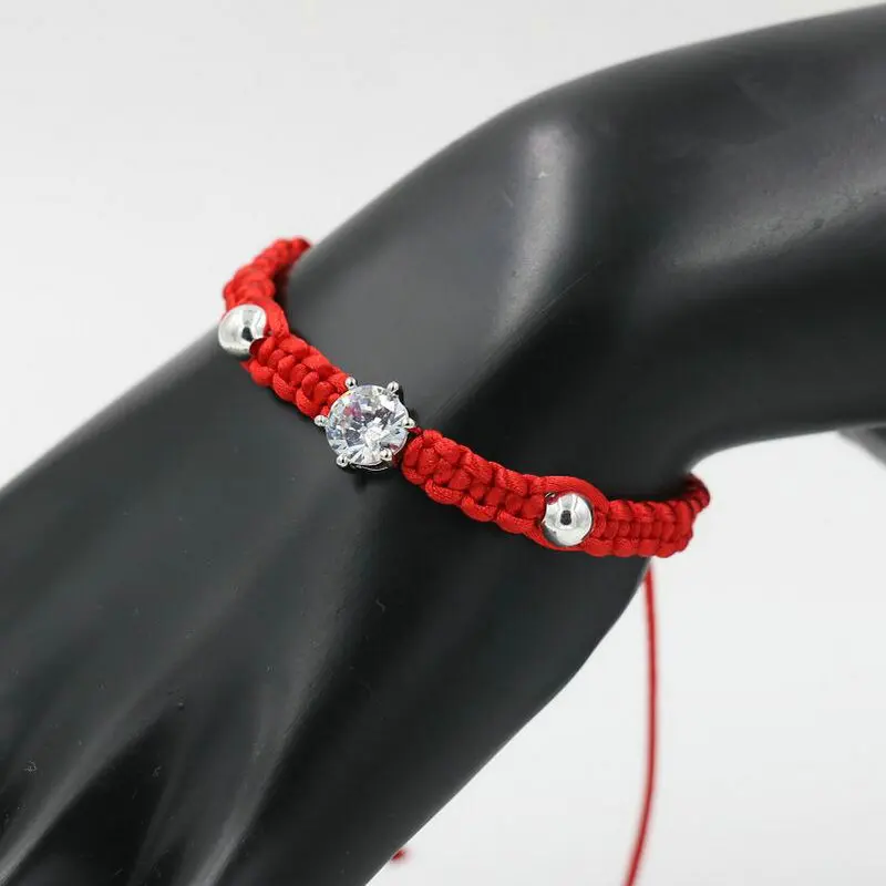BPPCCR 2pcs/set Trendy Shiny Crystal Red Rope String Braid Bracelets For Women Silver Color Lucky Chakra Lovers Jewelry Pulsears