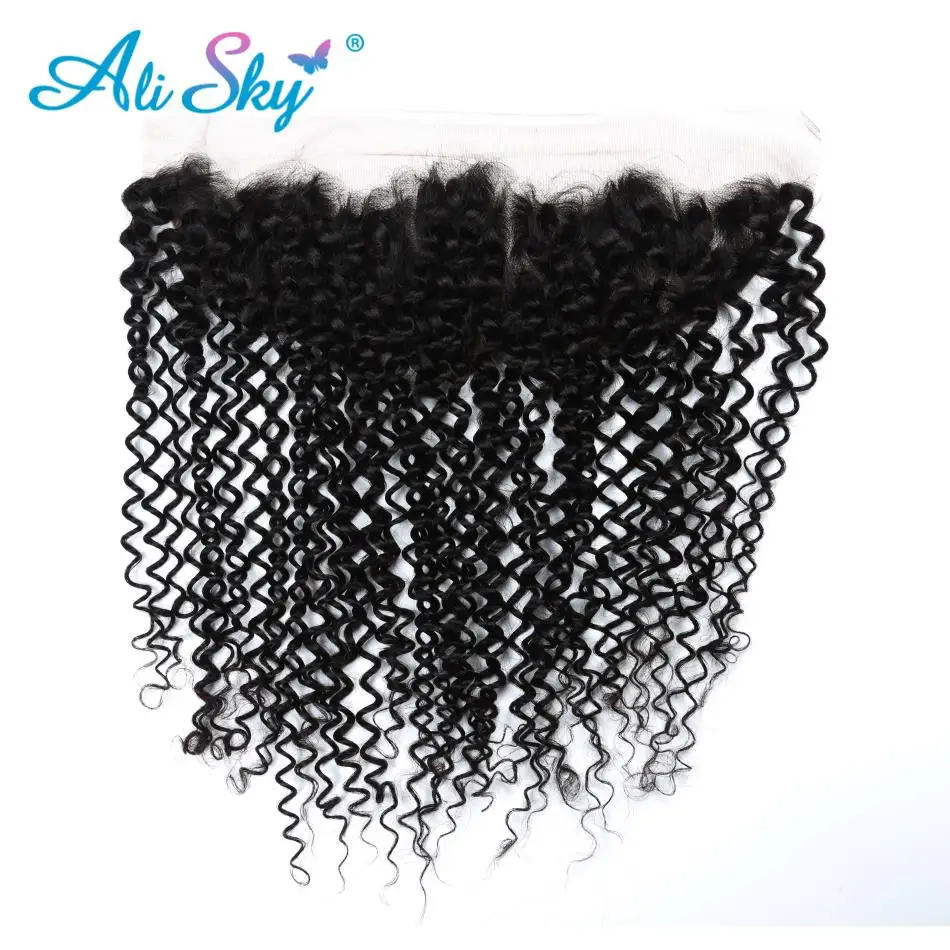 

Afro Kinky Curly 13X4 Lace Frontal Closure PrePlucked Curly 100% Human Hair Remy Hair Lace Frontal Wavy Soft&True to Length