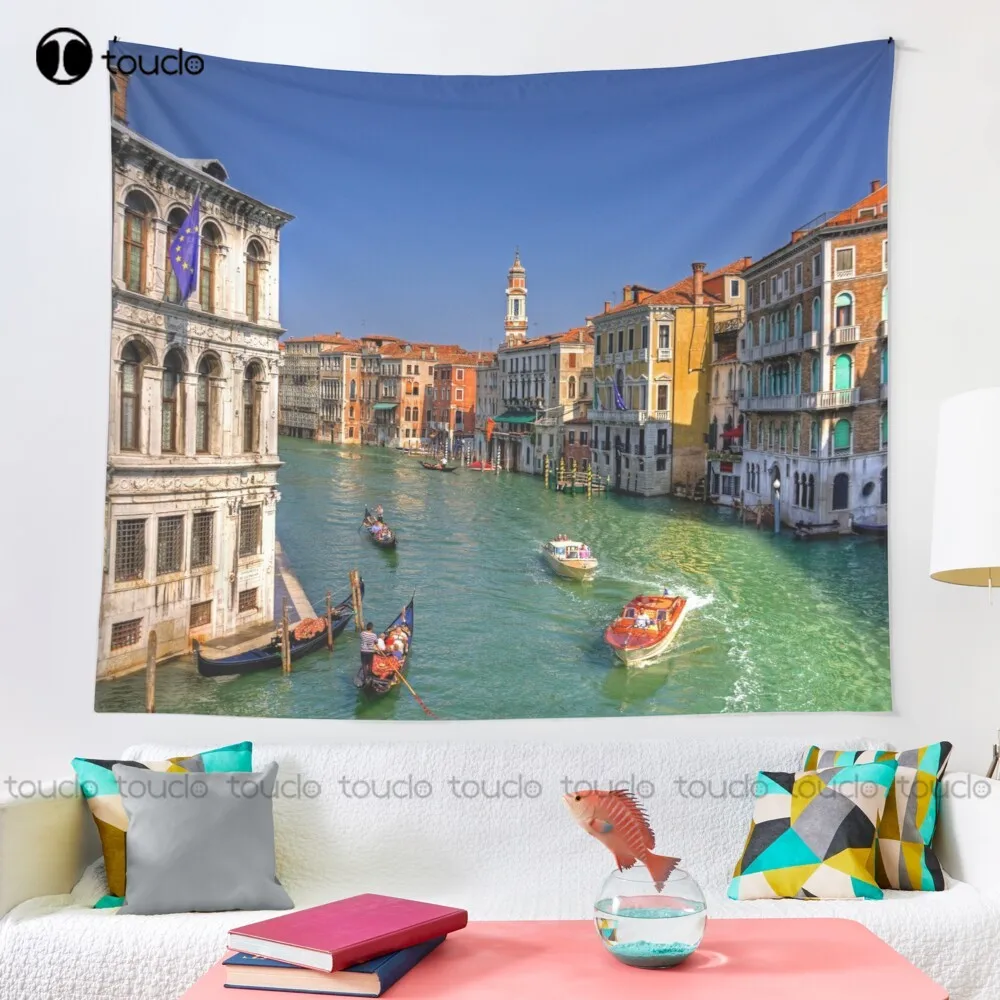 Light Traffic On The Grand Canal Tapestry Pink Tapestry Tapestry Wall Hanging For Living Room Bedroom Dorm Room Home Decor