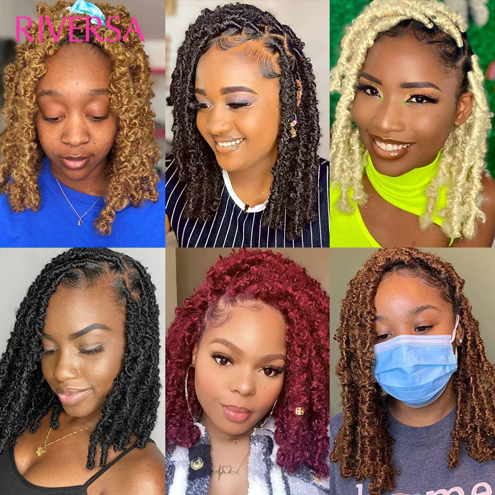 14 inch 12 inch Distressed Butterfly Locs Crochet Hai Bob Braids 1B 4 27 30 613 BUG Butterfly Faux Locs Crochet Hair Extensions