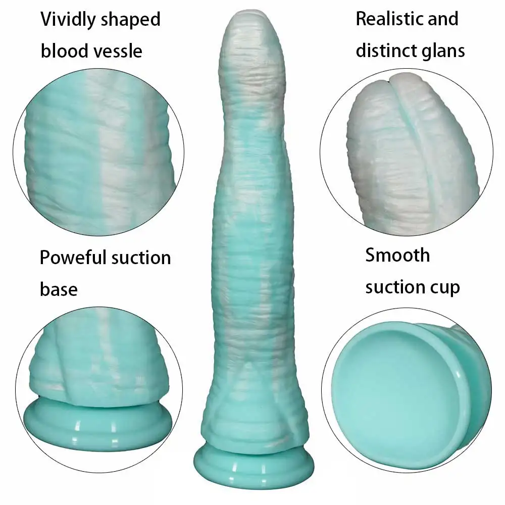 Long Animal Horse Penis Silicone Realistic Dildo Colorful White and Blue Sucker Cock Anal Plug Sex Toys For Men Women Couples