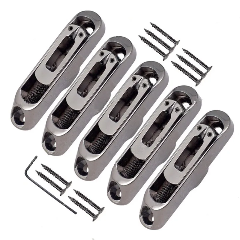 A Set Of 5 Pcs Individual Bridge Saddles Tailpiece For 5 String Bass Guitar Accessories Parts Chrome Black Gold Choose