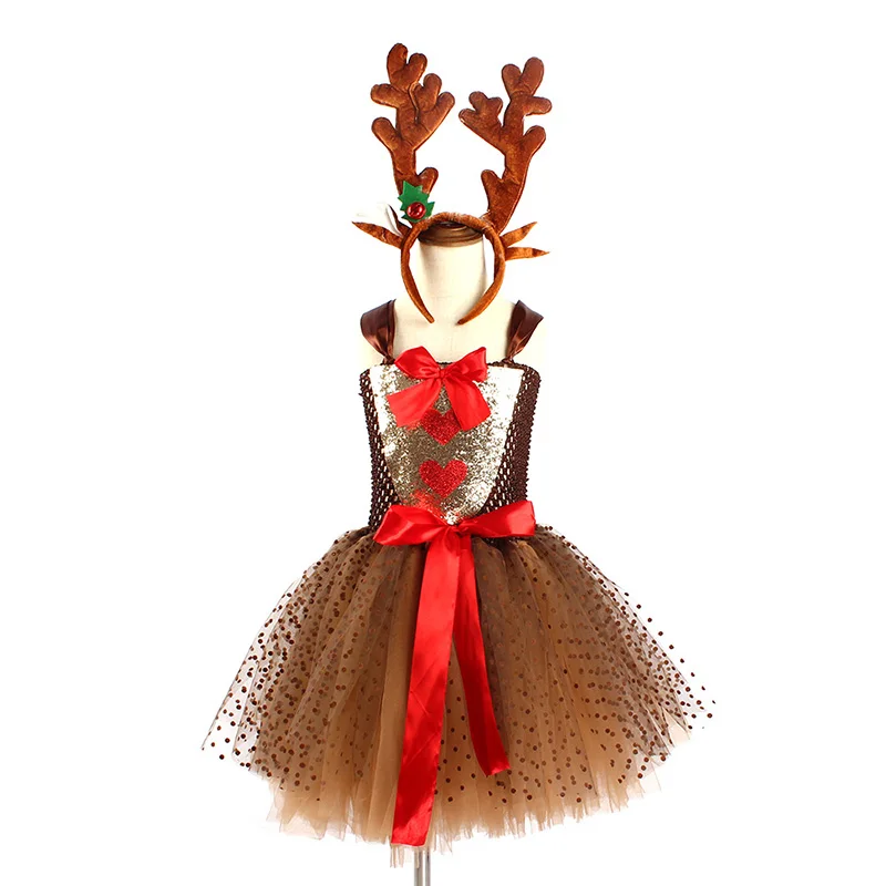 christmas rudolph dress Costume Reindeer Kids Unisex Costume Cloches Girls Reindeer Christmas Costume XMAS Kids The Red This tutu dress will
