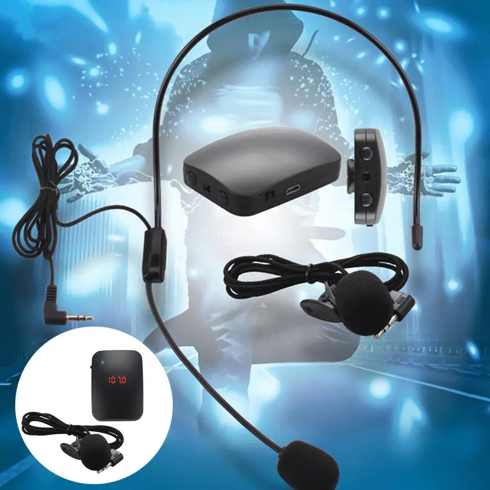 Wireless Microphone FM Radio Transmitter Headset Collar Tour Guide Clip On MIC for Gopro Hero 3 3+ 4 Action Camera