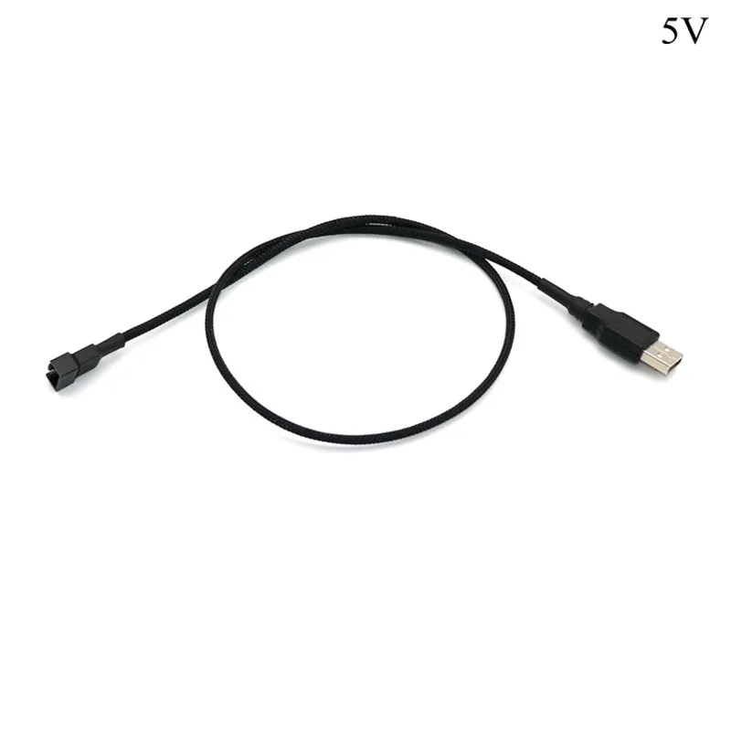 Angitu-Cable adaptador de corriente de velocidad completa, 12V/5v, aumento de voltaje, USB a 3 pines/4 pines, funda para ventilador de PC, 60 cm