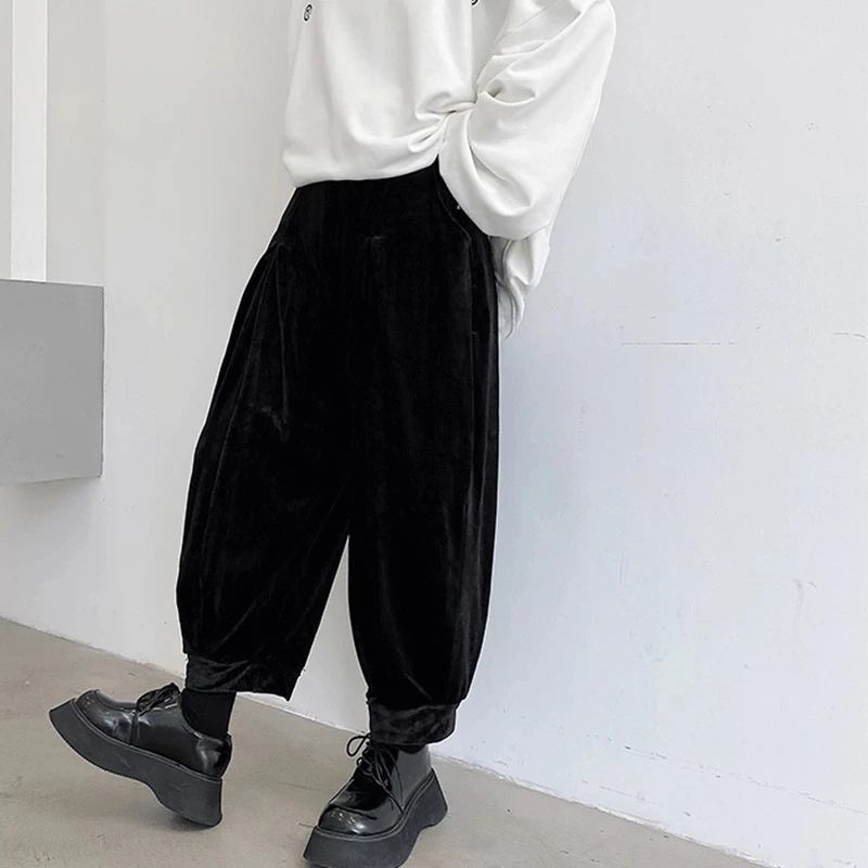 

Men's Harun Pants Spring And Autumn New Fashion Trend Velvet Hair Stylist Style Dark Casual Oversized Pants