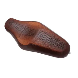 Motorcycle Retro Brown Driver & Rear Passenger Crocodile Leather Two Up Seat for Harley Sportster XL 883 1200 48