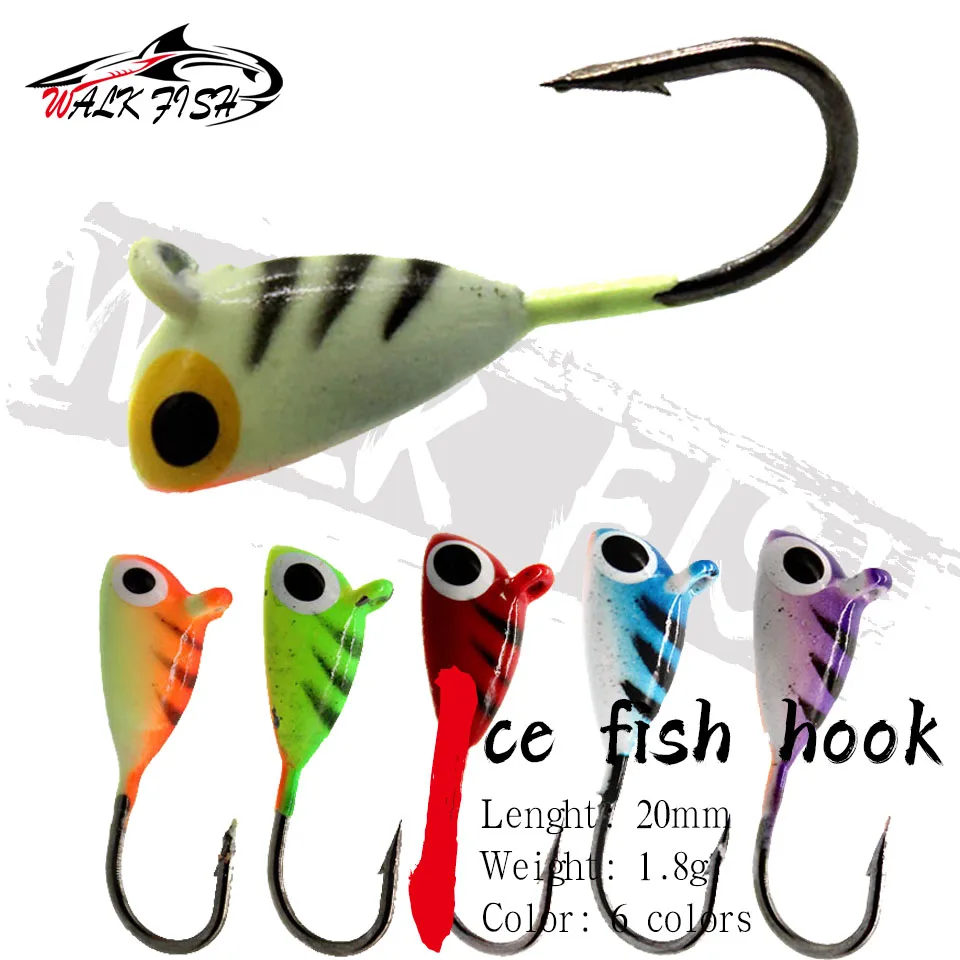 WALK FISH 6PCS Lead Head Hooks Mini Whale Shaped Winter Ice Fishing Baits 2cm 1.8g Fishing Jigging Lures Fishing Tackle