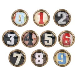 Retro 35mm Round Metal Pull Handles Wardrobe Cabinet Door Cupboard Drawer Knobs Number Patteren Knob