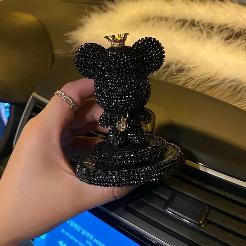 Cute Cartoon ponury niedźwiedź odświeżacz powietrza do samochodu diament Ornament Auto Dashboard dekoracja wnętrz kryształ stałe odświeżacz do samochodu naklejki — zdjęcie 4