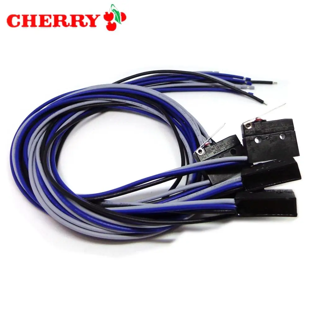 CHERRY/ZF 100%-NEW 5PCS DC1 Micro switch with 0.5M wire short/long/pulley/bent handle 10A250V WIRE Waterproof switch