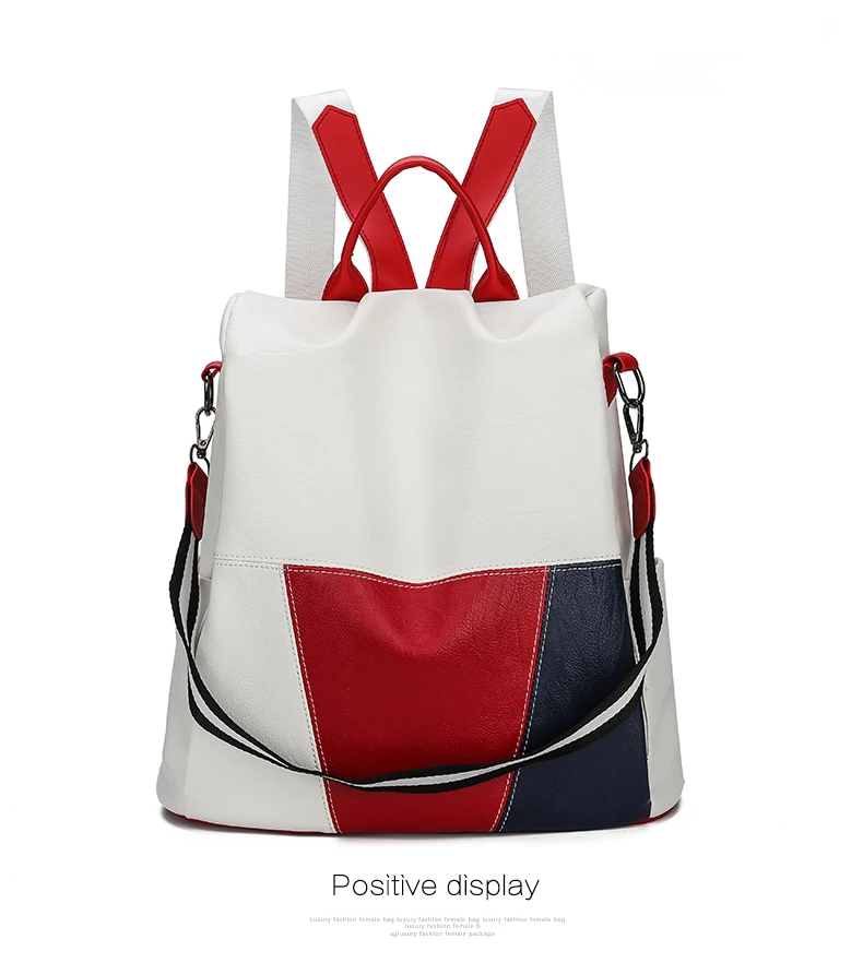 Multifunctional Backpack Women Leather Backpacks Female White School Bags For Teenage Girls Shoulder Bag Travel BackPack Mochila