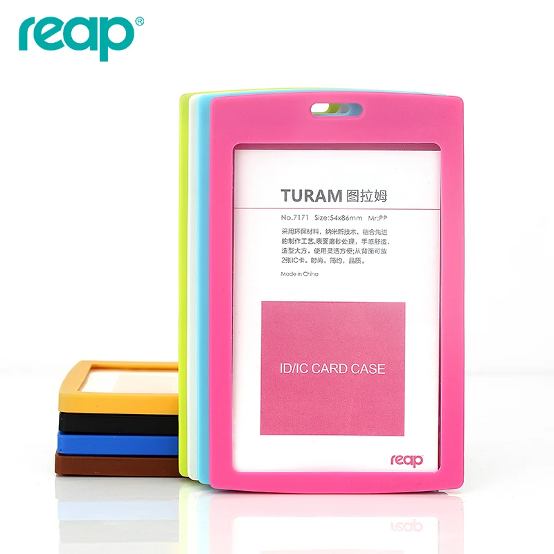 Candy Color Plastic Id Card Case Business Holder Employee Badge With Lanyards For School Hospital (Standard Size)
