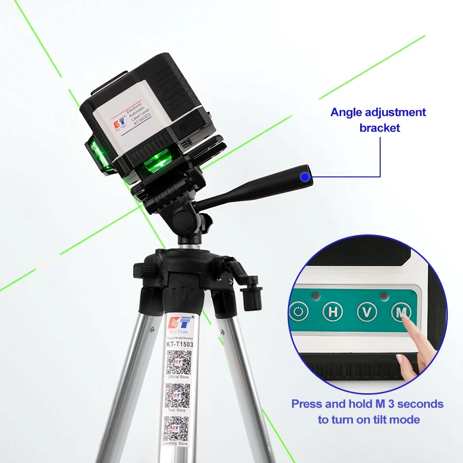 KaiTian Otra Laser 360 Poziom Elektroniczny Automatyczny Zielony 12-liniowa Akumulator 3D Niwelator Laserowy Odbiornik Poziomowy