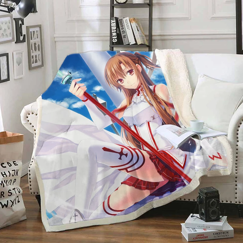 

Sword Art Blanket 3D Print Sherpa Blanket on Bed Kids Girl Flower Home Textiles Dreamlike Style 12