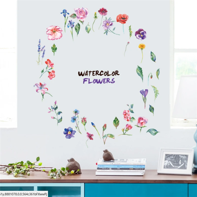 DIY Multiple Color Rose Flower Wall Sticker For Children Bedroom Nursery Stickers Kitchen Cabinet Decals Small Size Mural Art