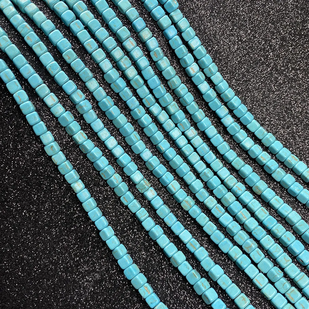 Stone Beads blue Turquoises Square Loose isolation Beads Semi-Finished For jewelry making DIY necklace bracelet accessories