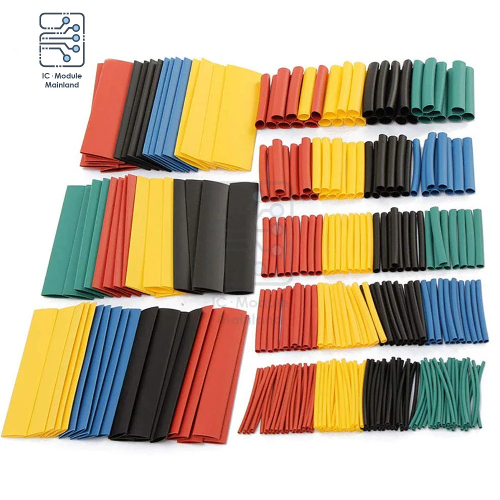 Kit de tubos termorretráctiles de poliolefina, tubos de aislamiento de colores mezclados para envolver Cable, 8 tamaños, 1-14mm, 127-530 piezas