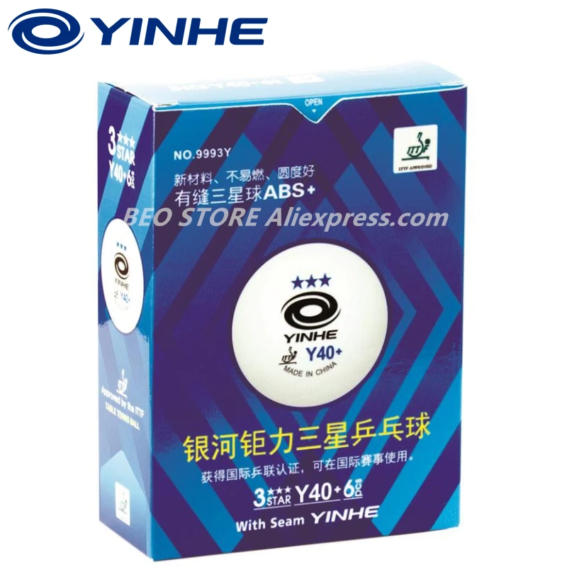 YINHE-Balles de tennis de table 3 étoiles Y40 + H40 + ABS, nouveau matériau en plastique, certifié ITTF, ping-pong, 60 pièces