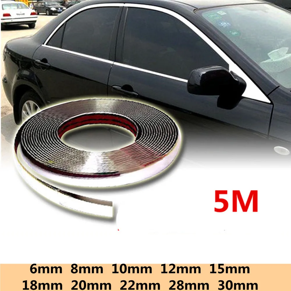 5 metros 6mm 10mm 12mm 15mm 20mm 30mm moldura cromada automática tira protectora de parachoques cinta para ventana rejilla puerta coche pegatina