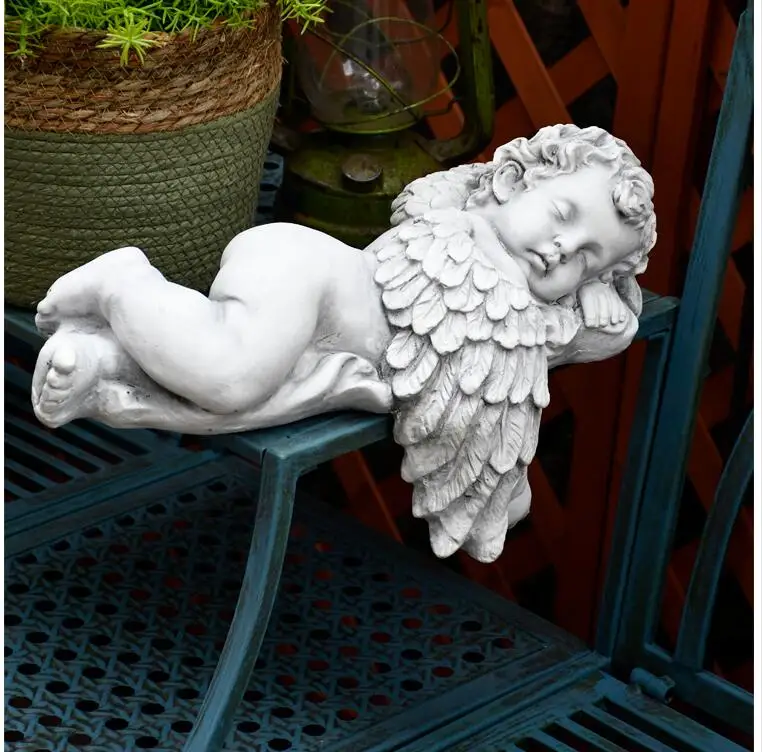 European Garden Angel Sleeping Cupid Cement Ornaments Outdoor Park Balcony Figurines Decoration Courtyard Villa Statue Crafts