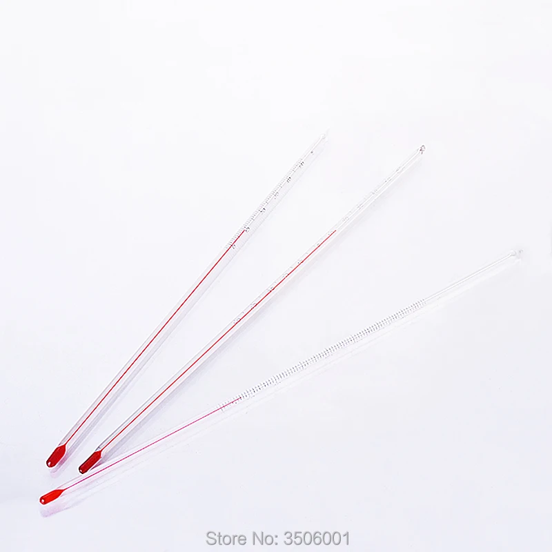 10pcs Red wire glass rod thermometer,L. 200mm/300mm/500mm/1000mm,Red water,Red liquid thermometer,Alcohol thermometer